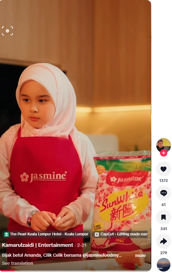 KOL Kamarulzaidi featuring Jasmine Sunwhite rice in the Cilik Celik Ramadan 2026 campaign