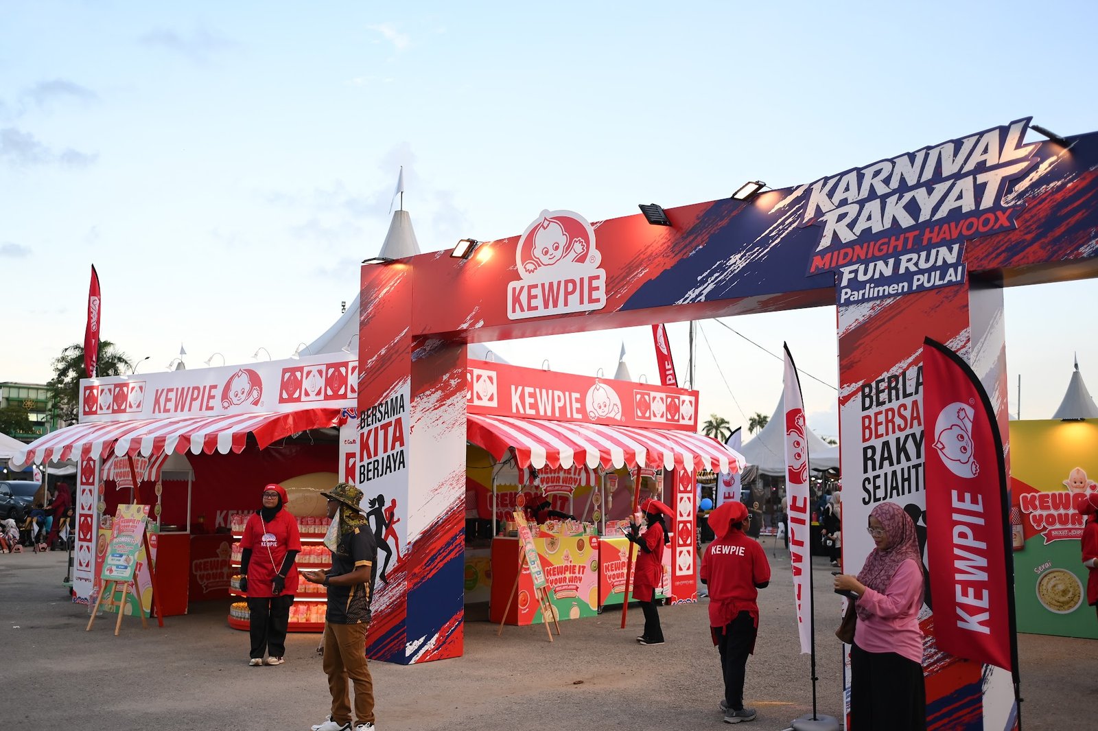 Wide view of the KEWPIE booths and carnival grounds at Angsana Johor Bahru Mall