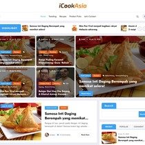 iCookAsia website homepage, an example of articles and social features