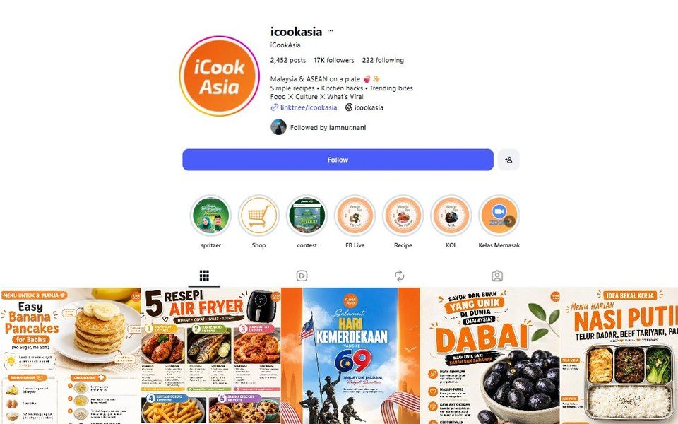 iCookAsia Instagram profile screenshot