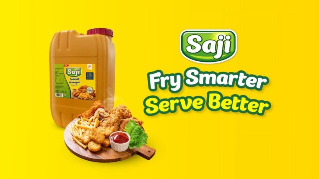 SAJI Frying Fat end card with fried chicken and the tagline Fry Smarter, Serve Better